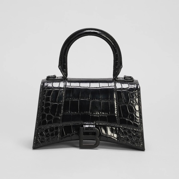 Balenciaga Hourglass XS Crocodile-Embossed Top Handle Bag - Picture 1 of 3
